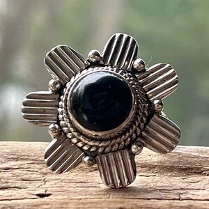 Natural Black Onyx Sterling Silver Ring | sz 7